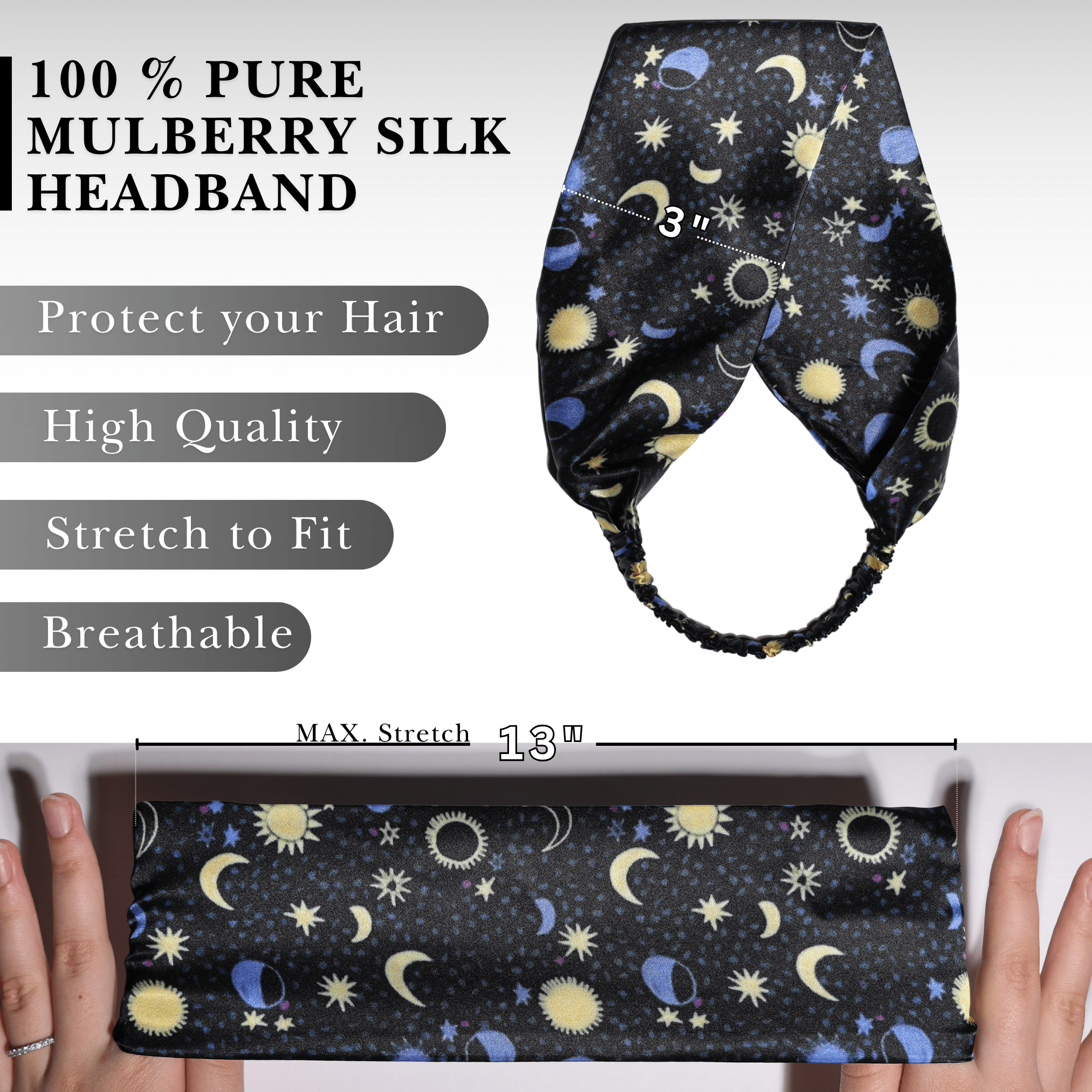 Sun and Moon Pure Silk Headband - NOCHKA
