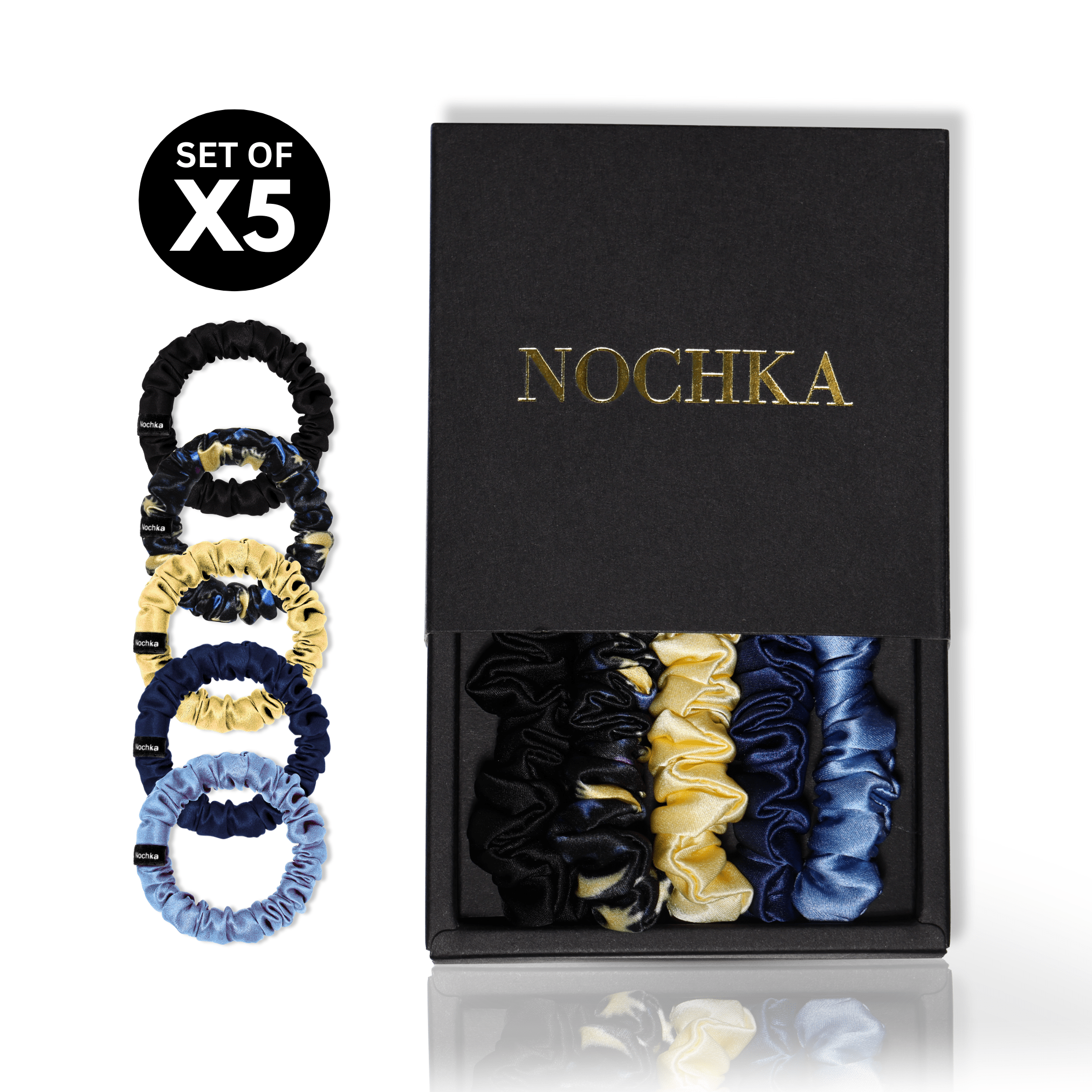 Sun & Moon Ultra - Skinny Silk Scrunchies (Set of 5) - NOCHKA
