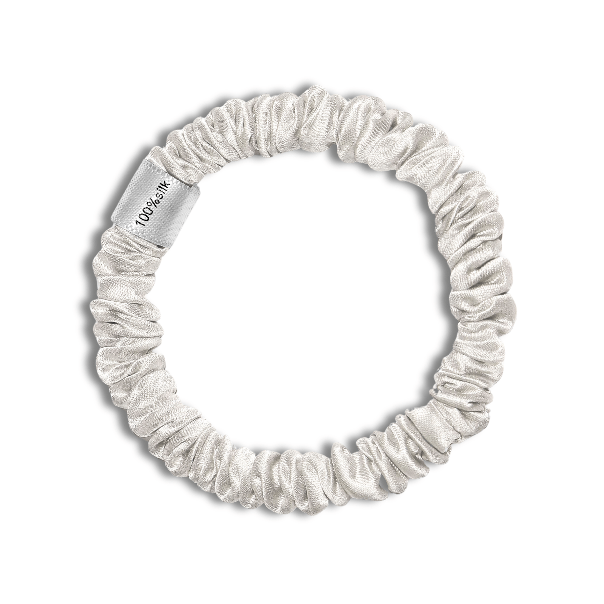 Super Ultra Thin 100% Mulberry Silk Scrunchie - Silver - NOCHKA
