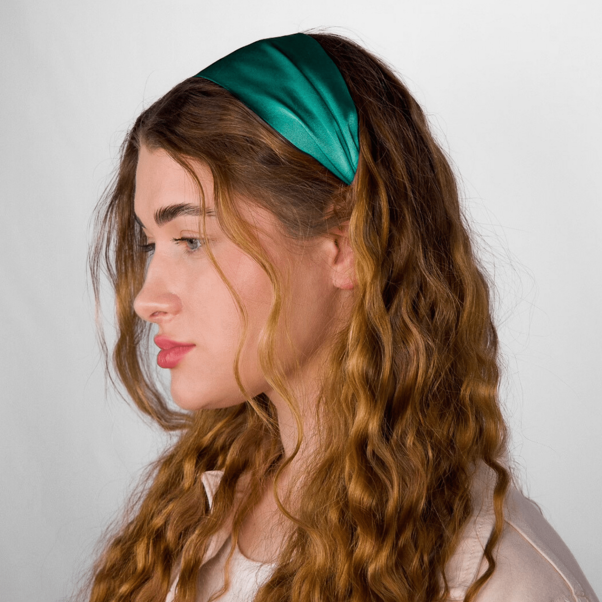 Teal Pure Silk Headband - NOCHKA
