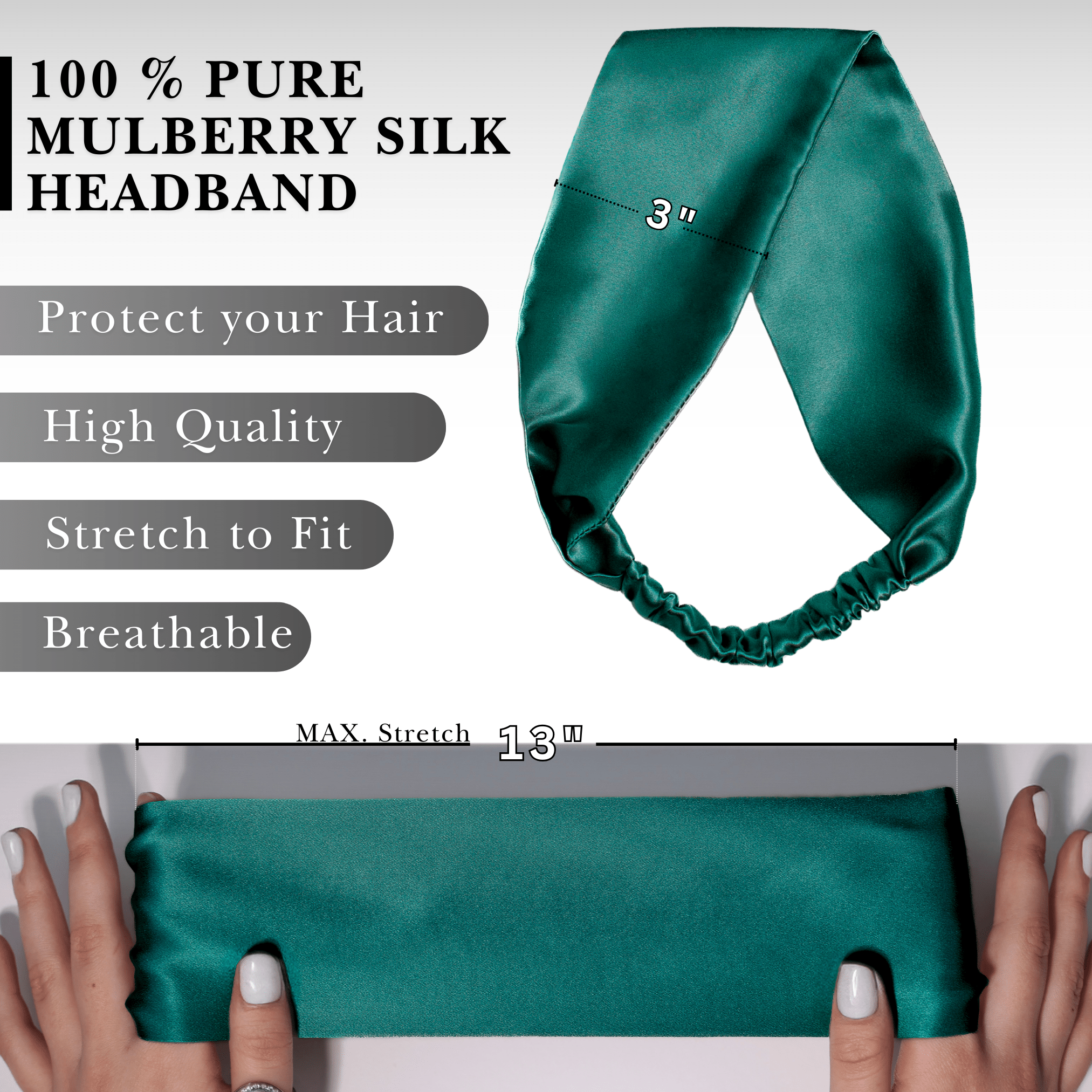 Teal Pure Silk Headband - NOCHKA
