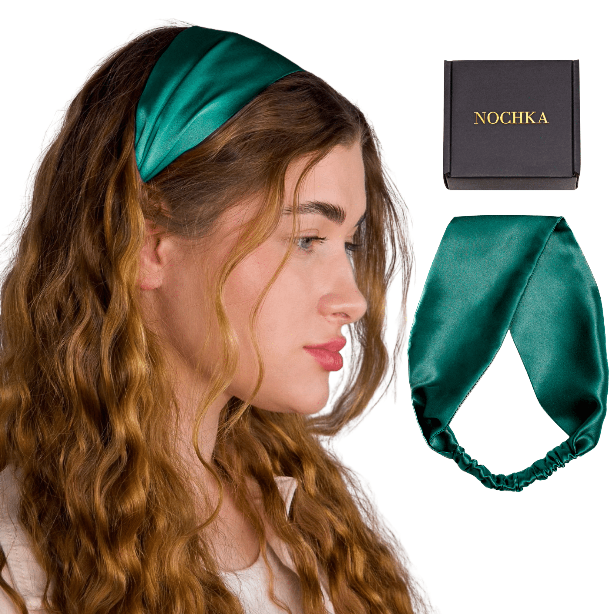 Teal Pure Silk Headband - NOCHKA
