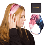 Tie - Dye Blue and Blush Pure Silk Headband - NOCHKA

