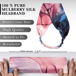 Tie - Dye Blue and Blush Pure Silk Headband - NOCHKA

