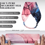 Tie - Dye Blue and Blush Pure Silk Headband - NOCHKA
