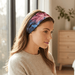 Tie - Dye Blue and Blush Pure Silk Headband - NOCHKA
