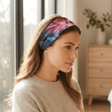 Tie - Dye Blue and Blush Pure Silk Headband - NOCHKA
