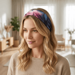 Tie - Dye Blue and Blush Pure Silk Headband - NOCHKA
