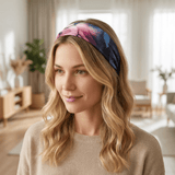 Tie - Dye Blue and Blush Pure Silk Headband - NOCHKA
