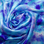 Tie Dye in Blue Print 100% Pure Mulberry Silk Fabric 19mm 54" Width Pre - Cut Silk Fabric - NOCHKA
