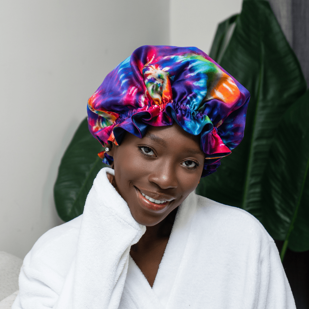 Tie Dye Pure Mulberry Silk Bonnet – Reversible & Durable - NOCHKA
