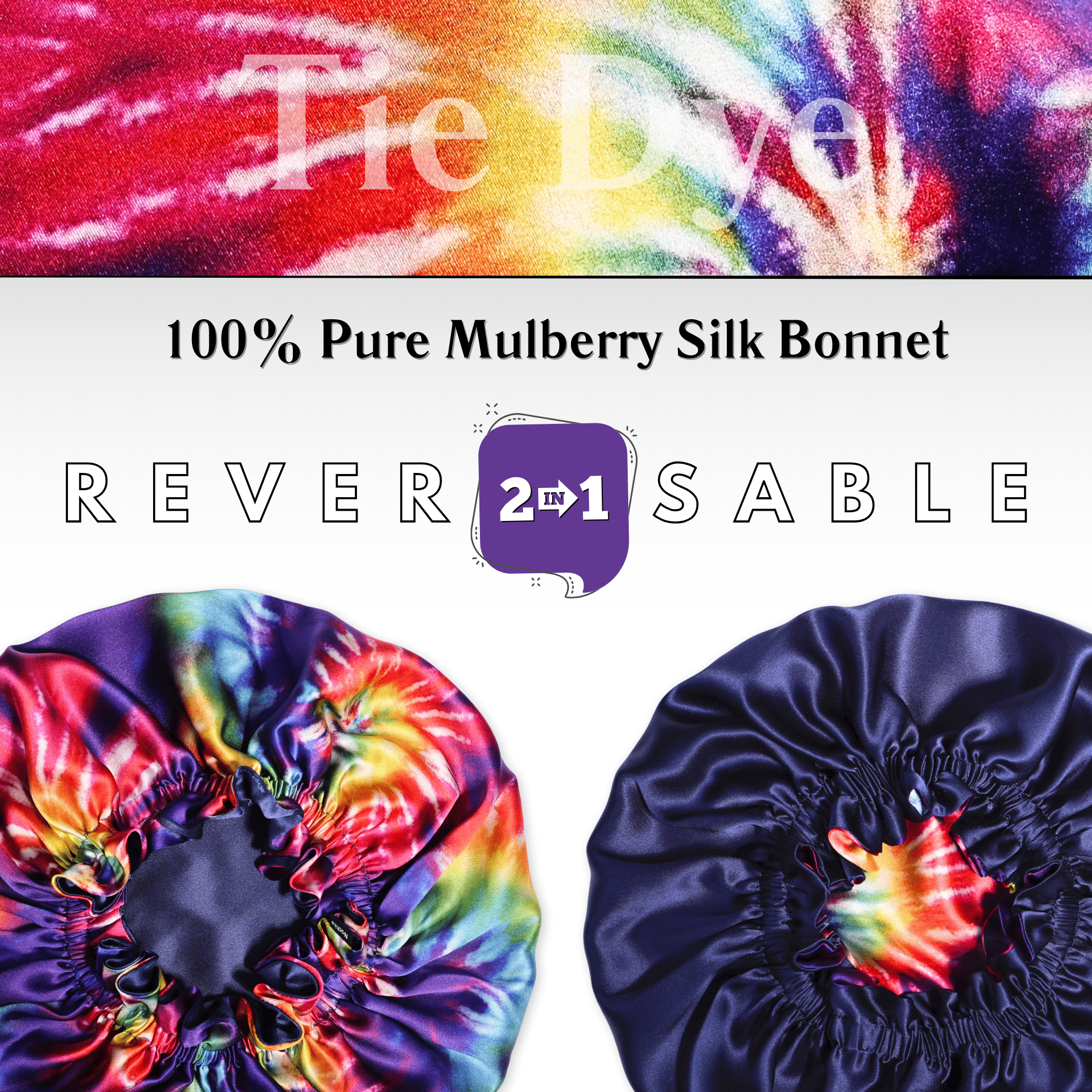 Tie Dye Pure Mulberry Silk Bonnet – Reversible & Durable - NOCHKA
