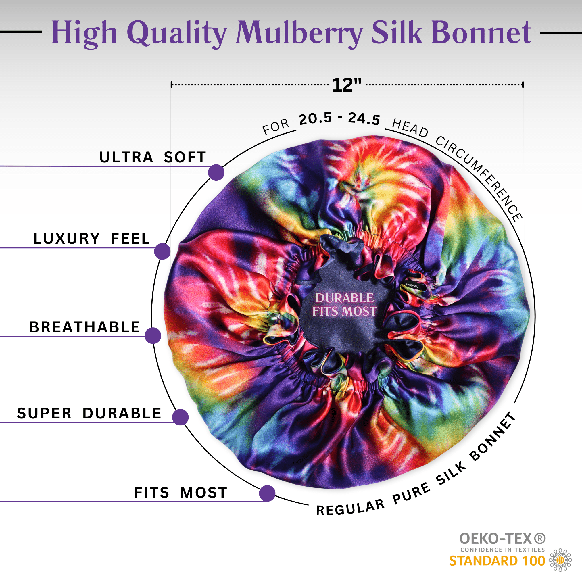 Tie Dye Pure Mulberry Silk Bonnet – Reversible & Durable - NOCHKA
