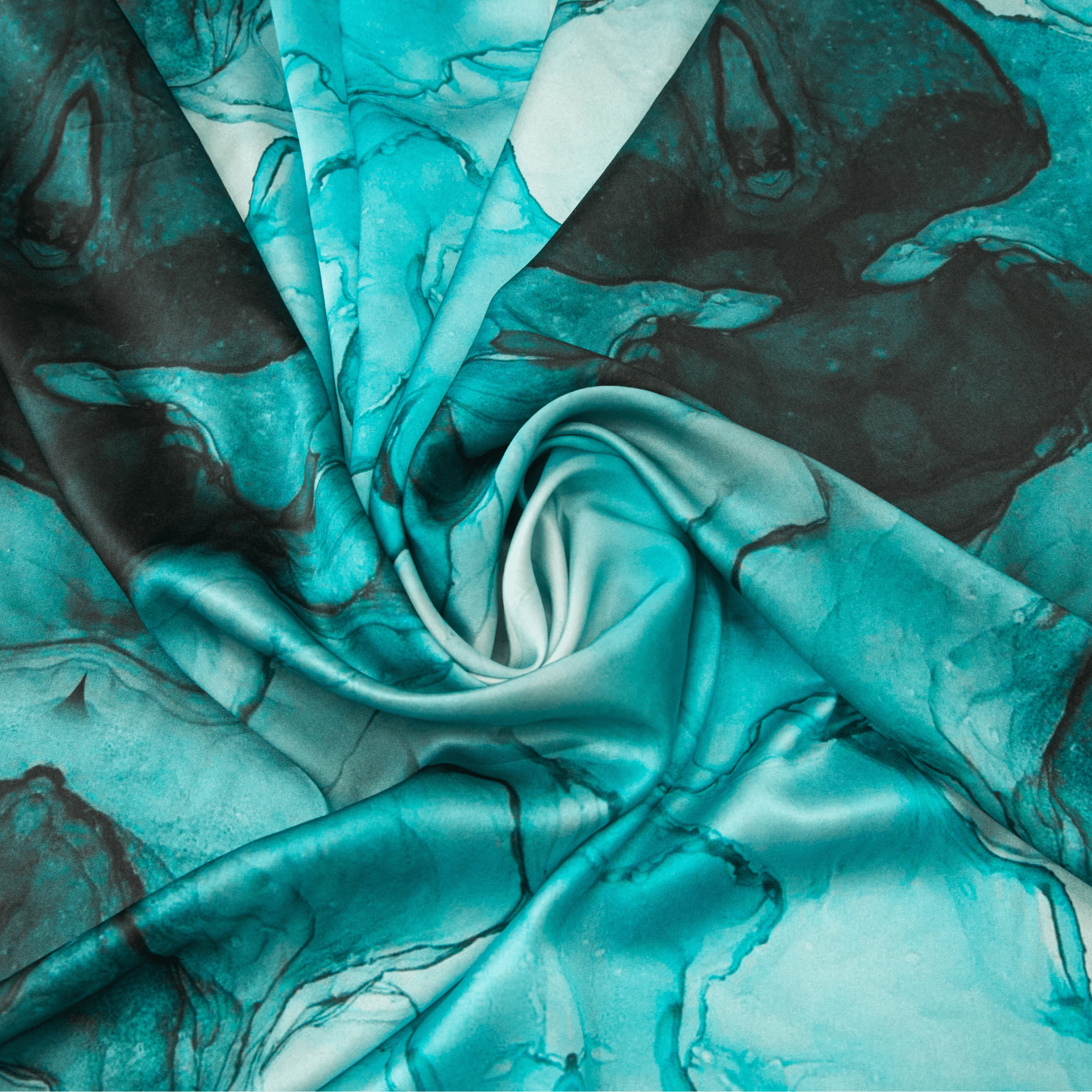 Turquoise Tie - Dye Print 100% Pure Mulberry Silk Fabric 19mm 54" Width Pre - Cut Silk Fabric - NOCHKA

