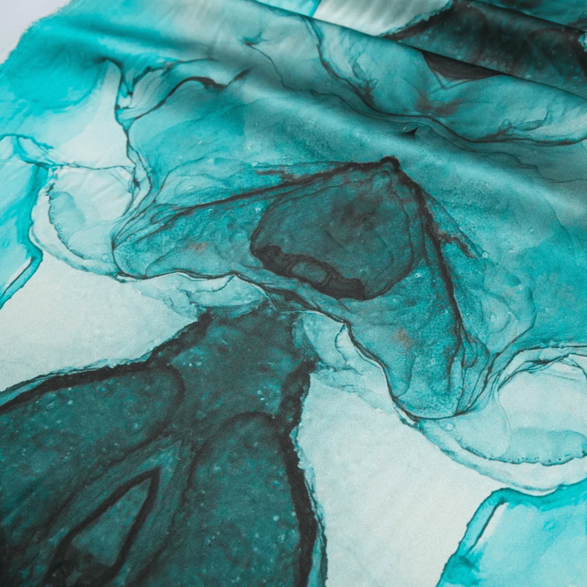 Turquoise Tie - Dye Print 100% Pure Mulberry Silk Fabric 19mm 54" Width Pre - Cut Silk Fabric - NOCHKA
