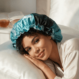 Turquoise Tie Dye Pure Mulberry Silk Bonnet – Reversible & Durable - NOCHKA
