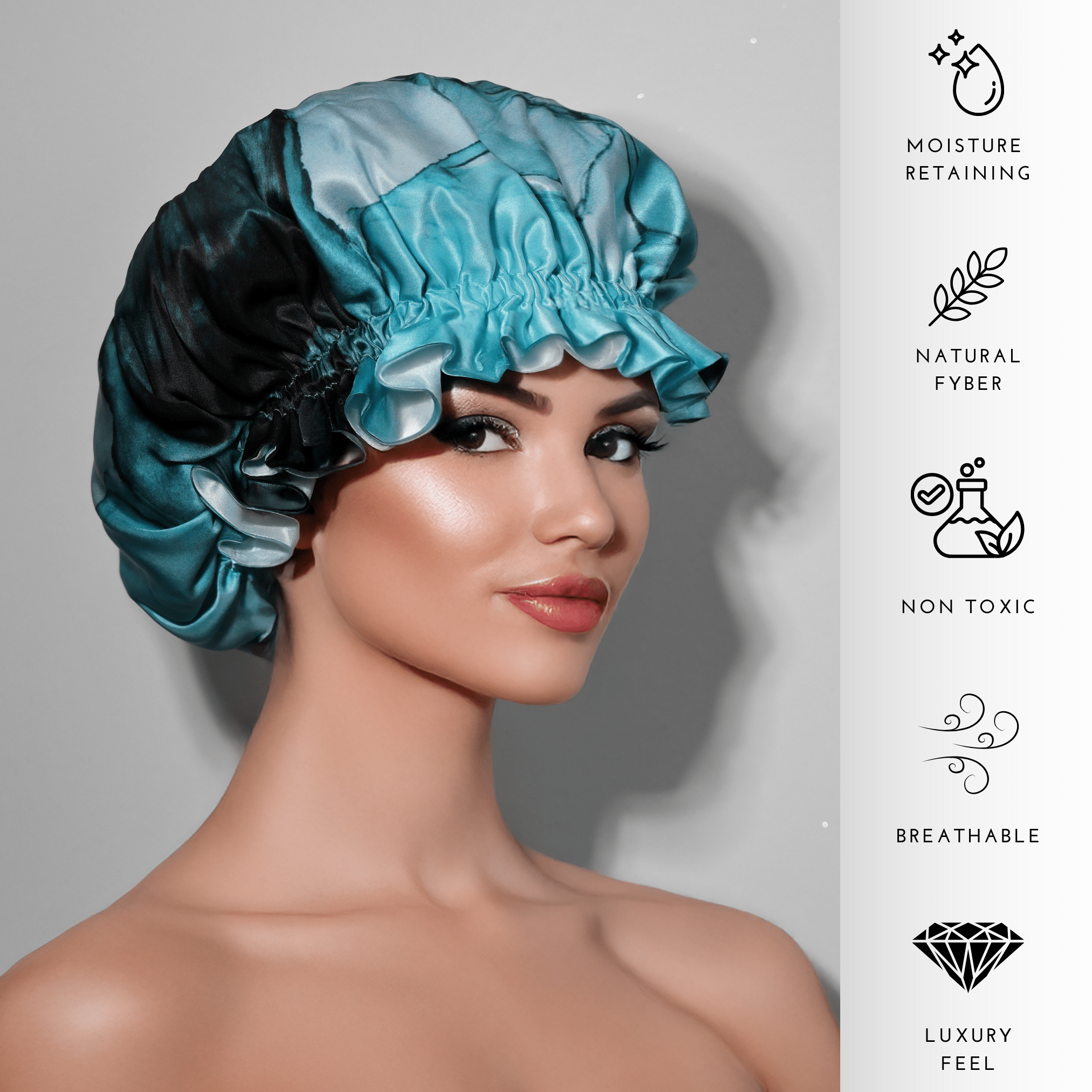 Turquoise Tie Dye Pure Mulberry Silk Bonnet – Reversible & Durable - NOCHKA
