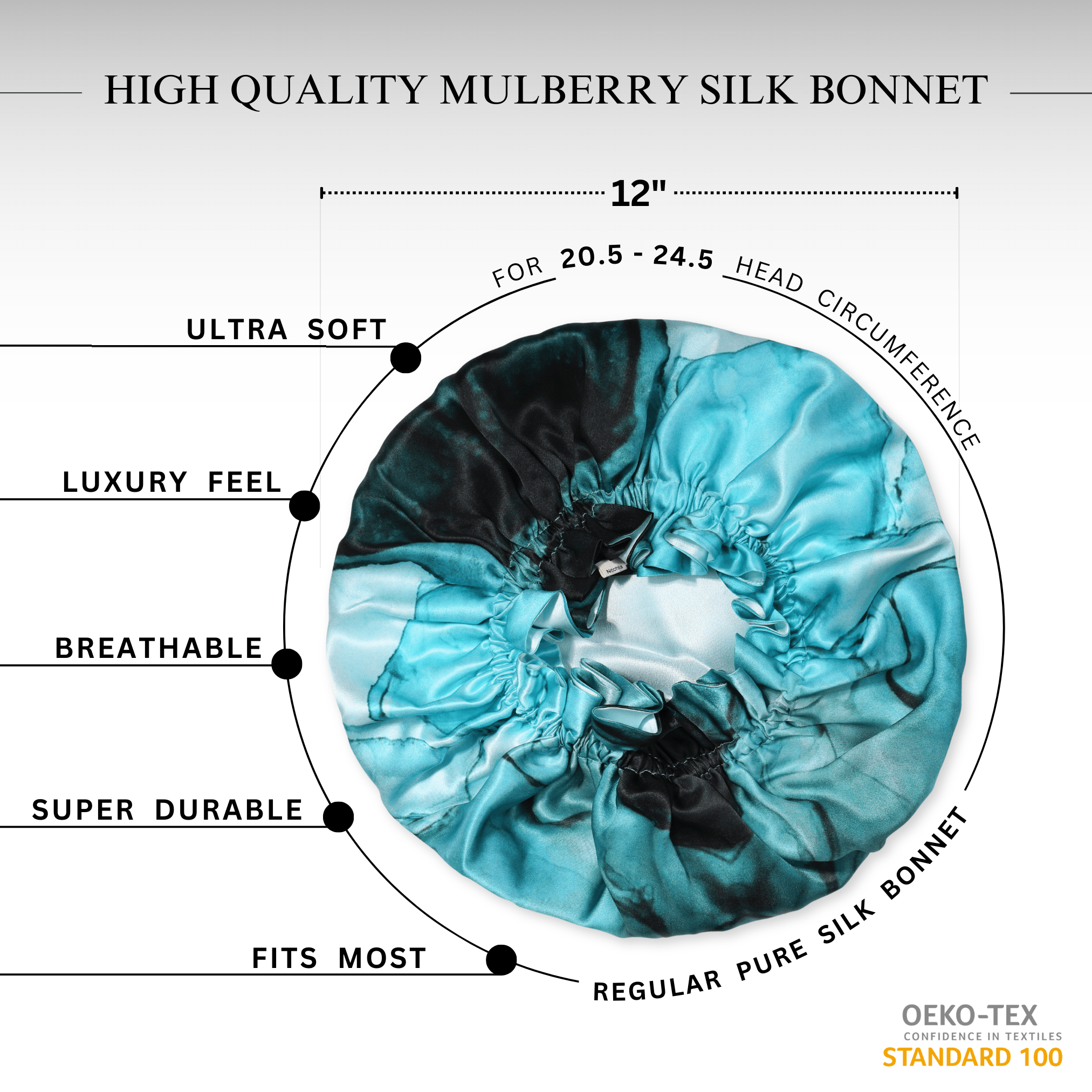 Turquoise Tie Dye Pure Mulberry Silk Bonnet – Reversible & Durable - NOCHKA

