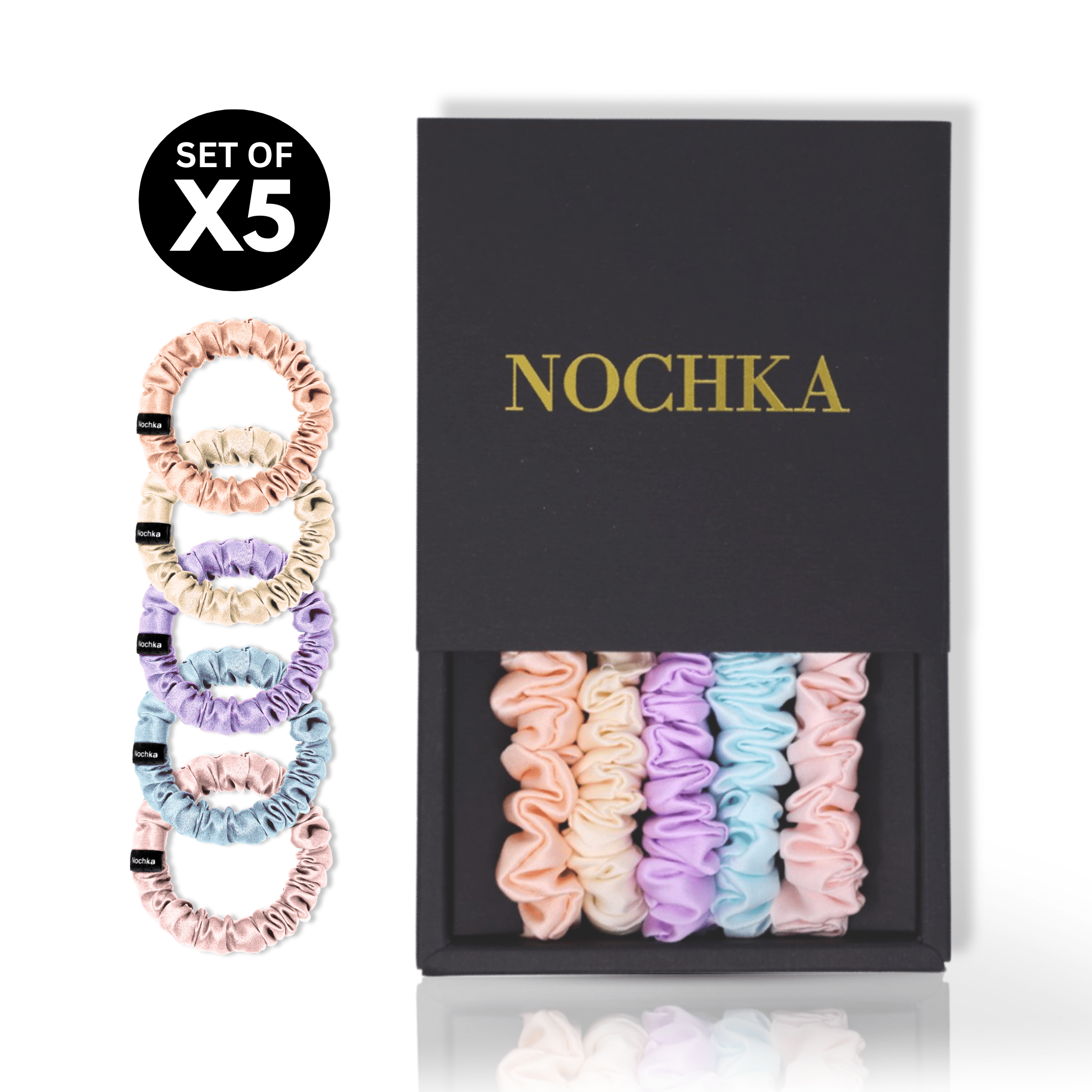 Unicorn Shade Ultra - Skinny Silk Scrunchies (Set of 5) - NOCHKA
