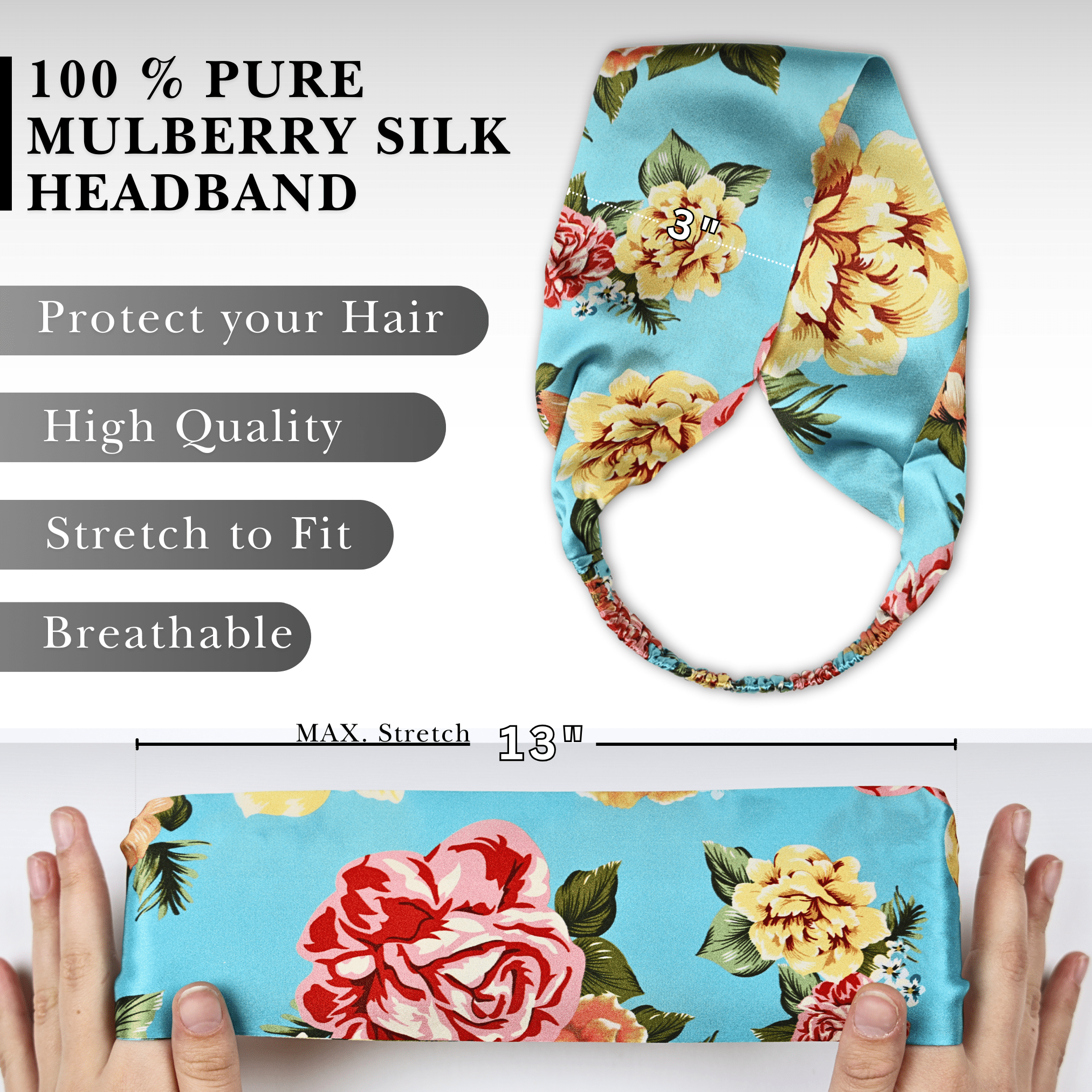 Vintage Floral Pure Silk Headband - NOCHKA
