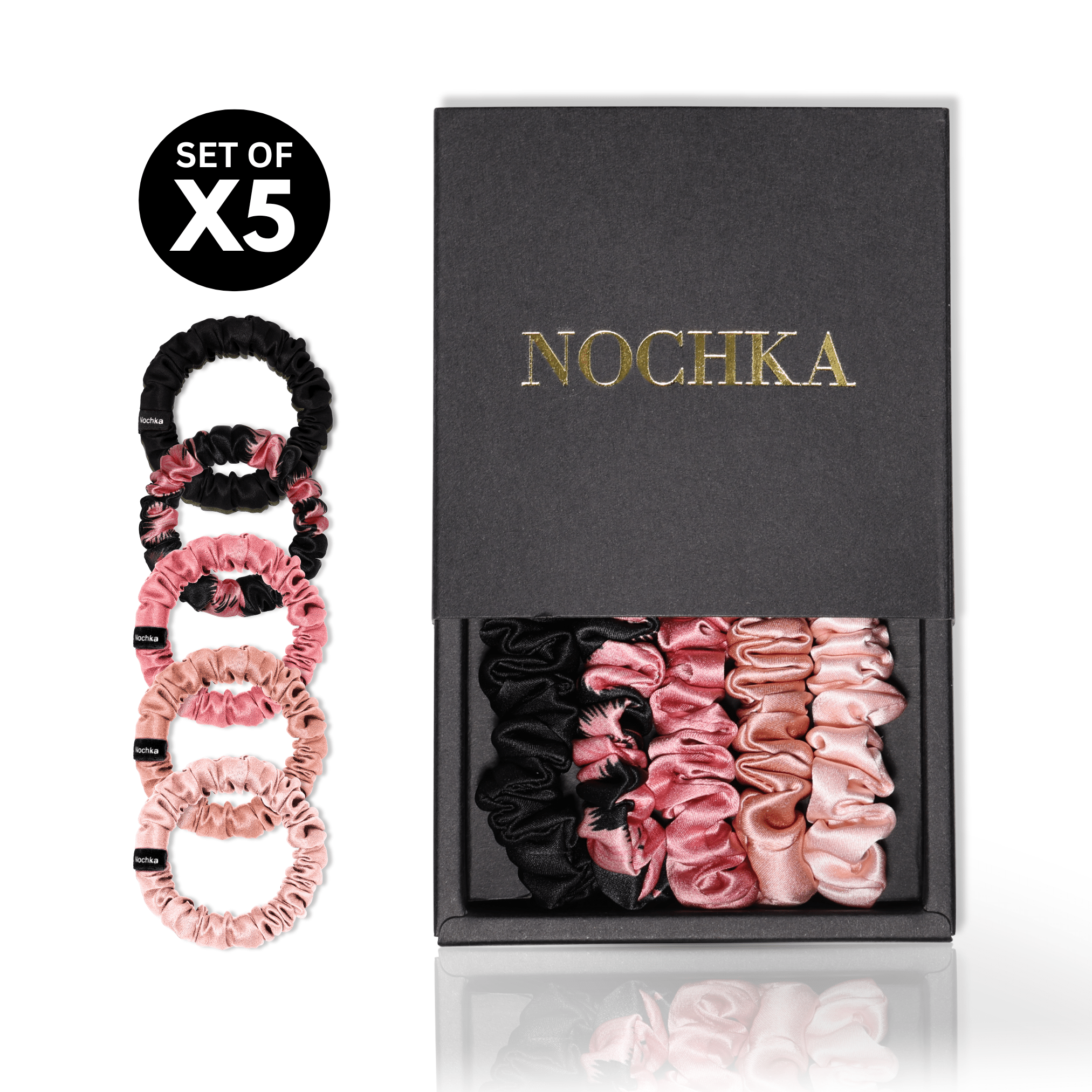 Vintage Pink Shades Ultra - Skinny Silk Scrunchies (Set of 5) - NOCHKA

