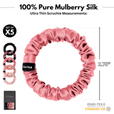 Vintage Pink Shades Ultra - Skinny Silk Scrunchies (Set of 5) - NOCHKA
