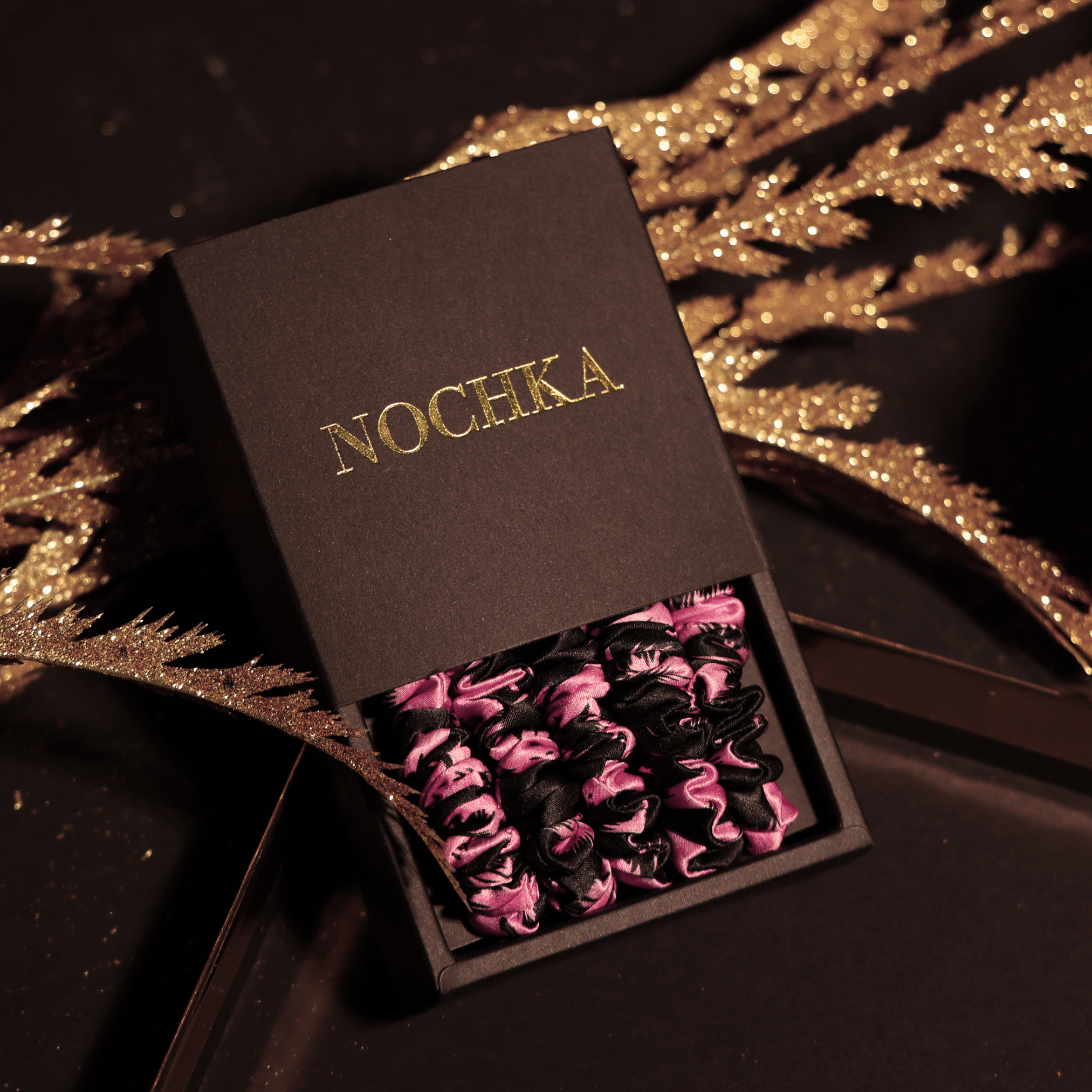 Vintage Pink Ultra - Skinny Silk Scrunchies (Set of 5) - NOCHKA

