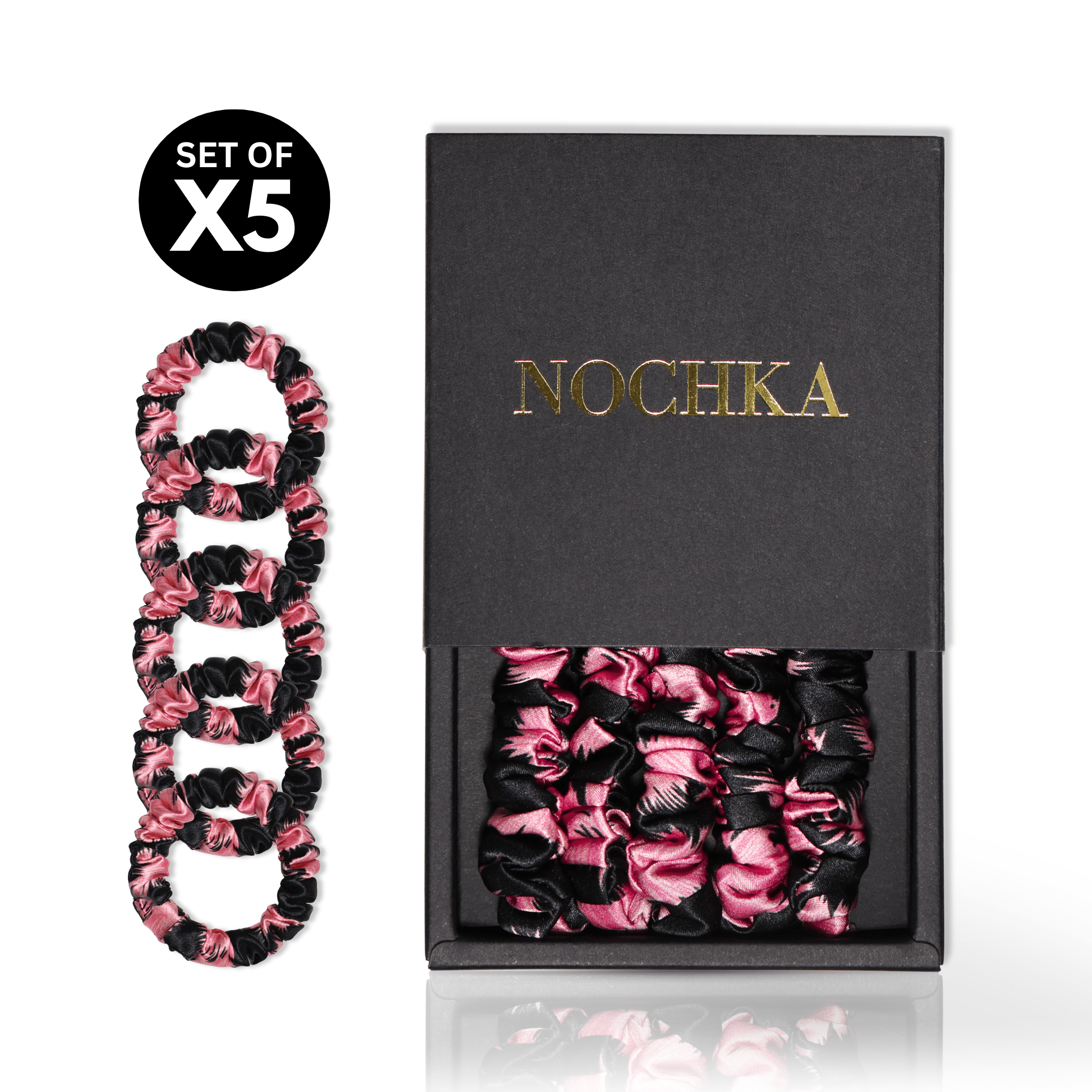 Vintage Pink Ultra - Skinny Silk Scrunchies (Set of 5) - NOCHKA
