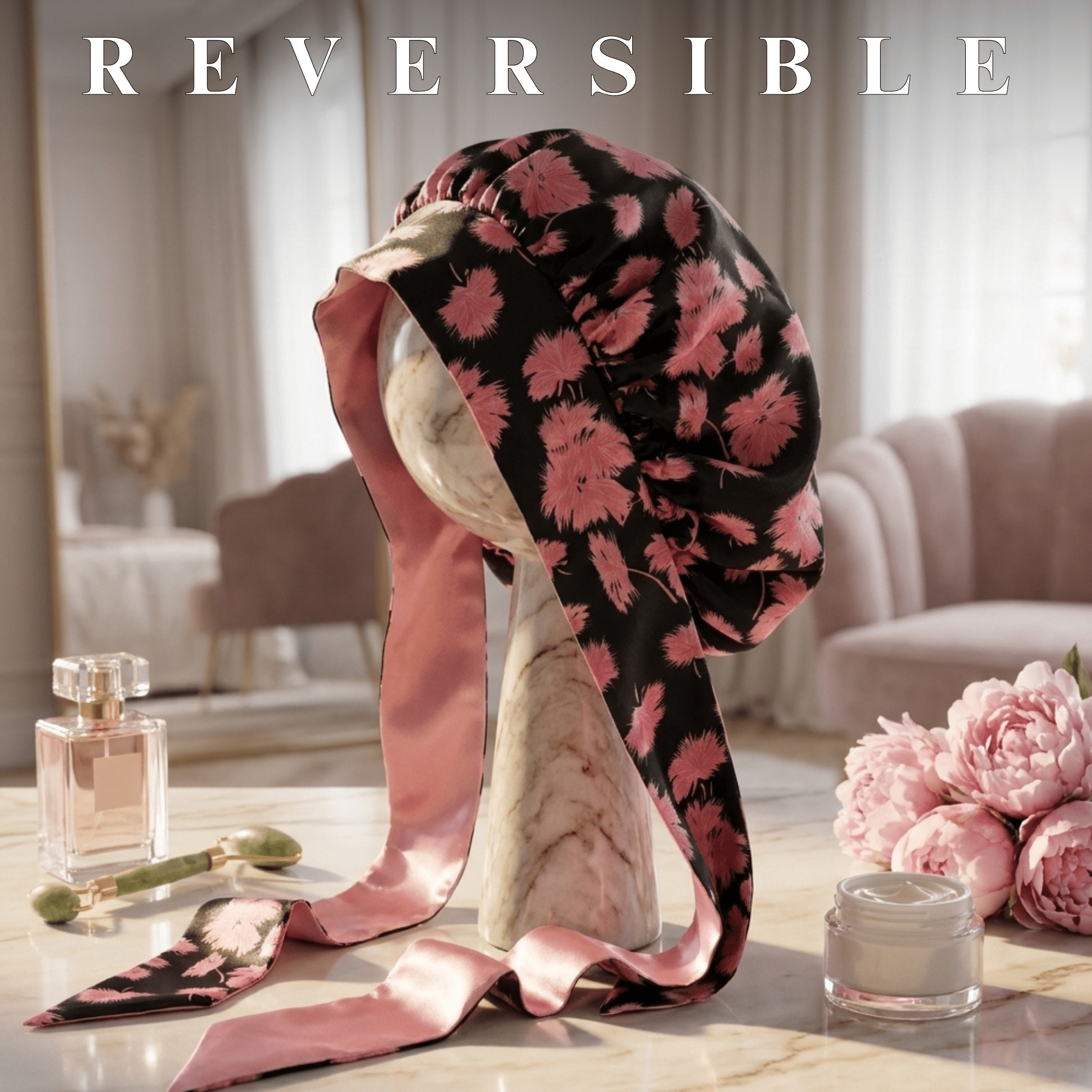 Vintage Pure Mulberry Silk Bonnet – Reversible, Adjustable Fit with Silk Ties - NOCHKA
