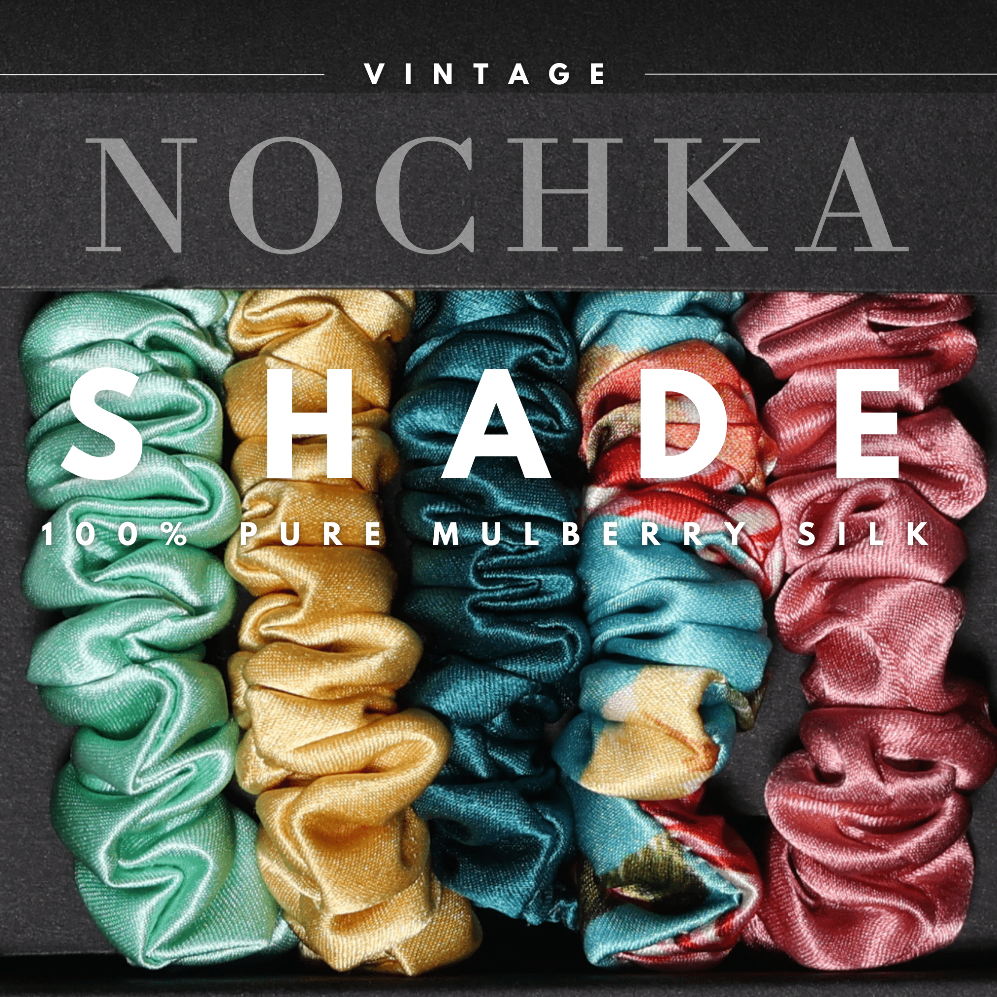 Vintage Style Shades Ultra - Skinny Silk Scrunchies (Set of 5) - NOCHKA

