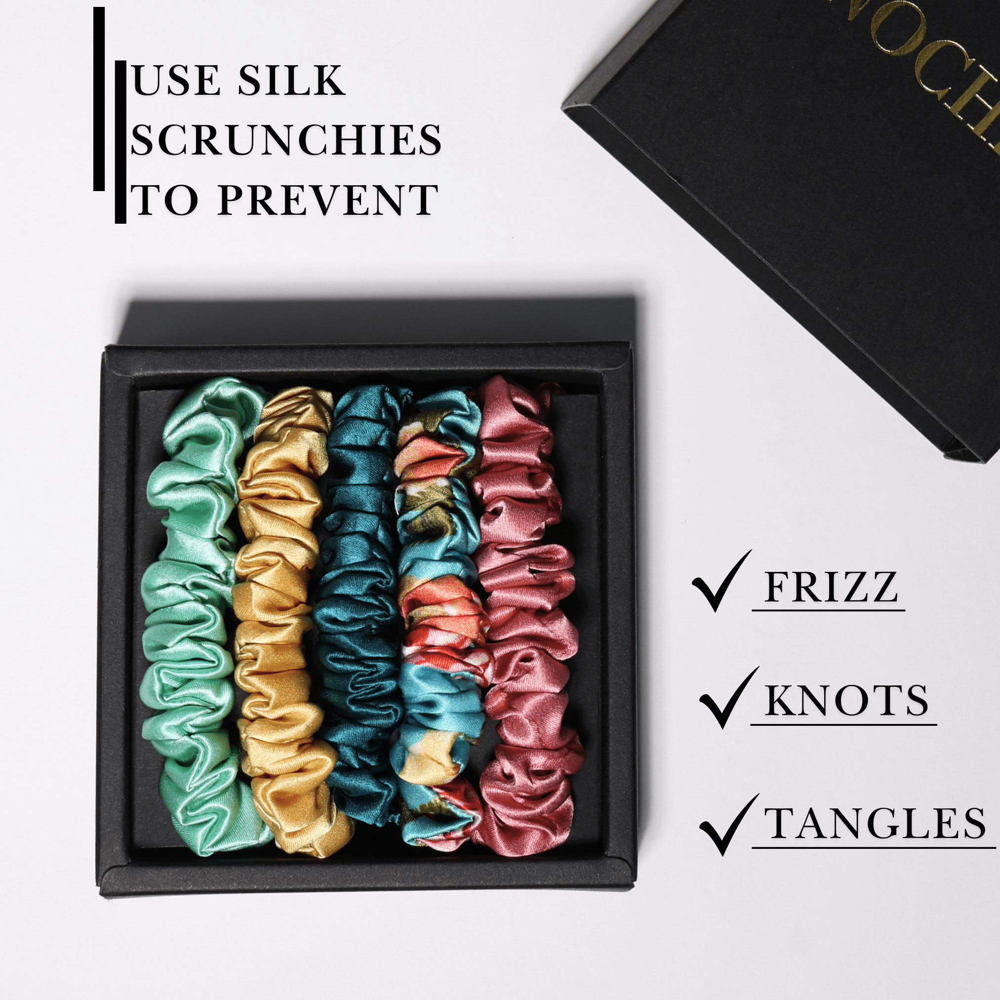 Vintage Style Shades Ultra - Skinny Silk Scrunchies (Set of 5) - NOCHKA
