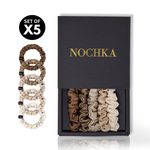 Wheat Shades Ultra - Skinny Silk Scrunchies (Set of 5) - NOCHKA
