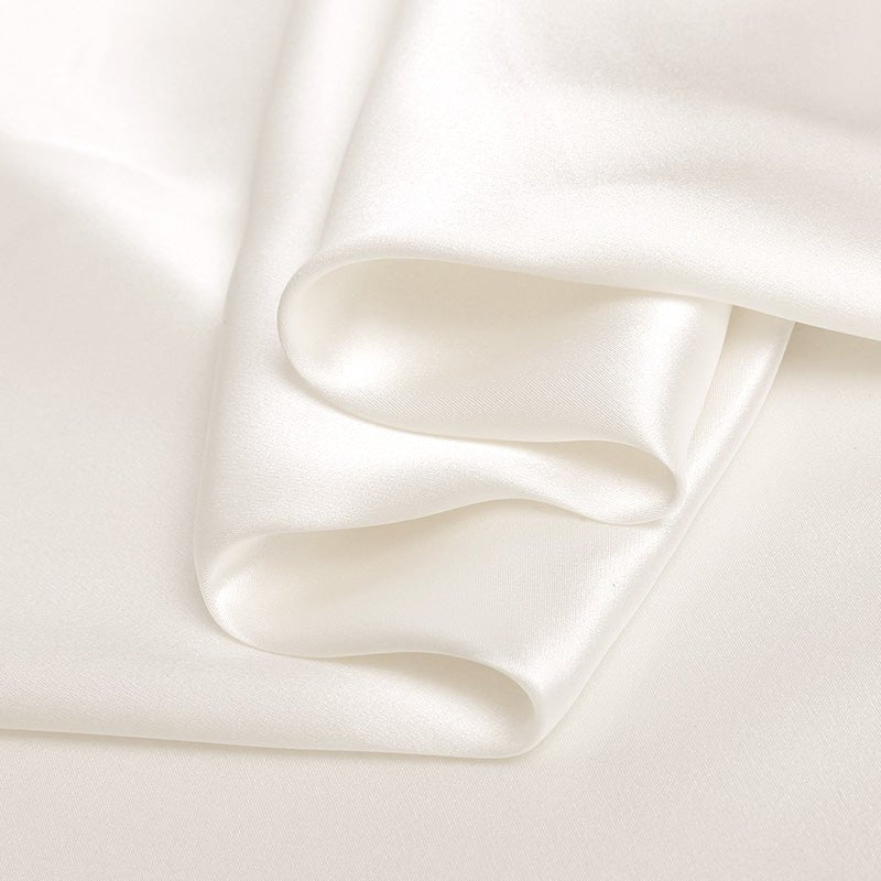 White 100% Pure Mulberry Silk Fabric 19mm 44" Width Pre - Cut Silk Fabric - NOCHKA
