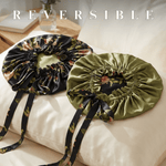 Wild Rose & Olive Reversible Bonnet with Thin Ties - NOCHKA
