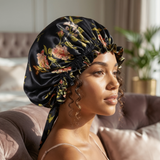 Wild Rose & Olive Reversible Bonnet with Thin Ties - NOCHKA
