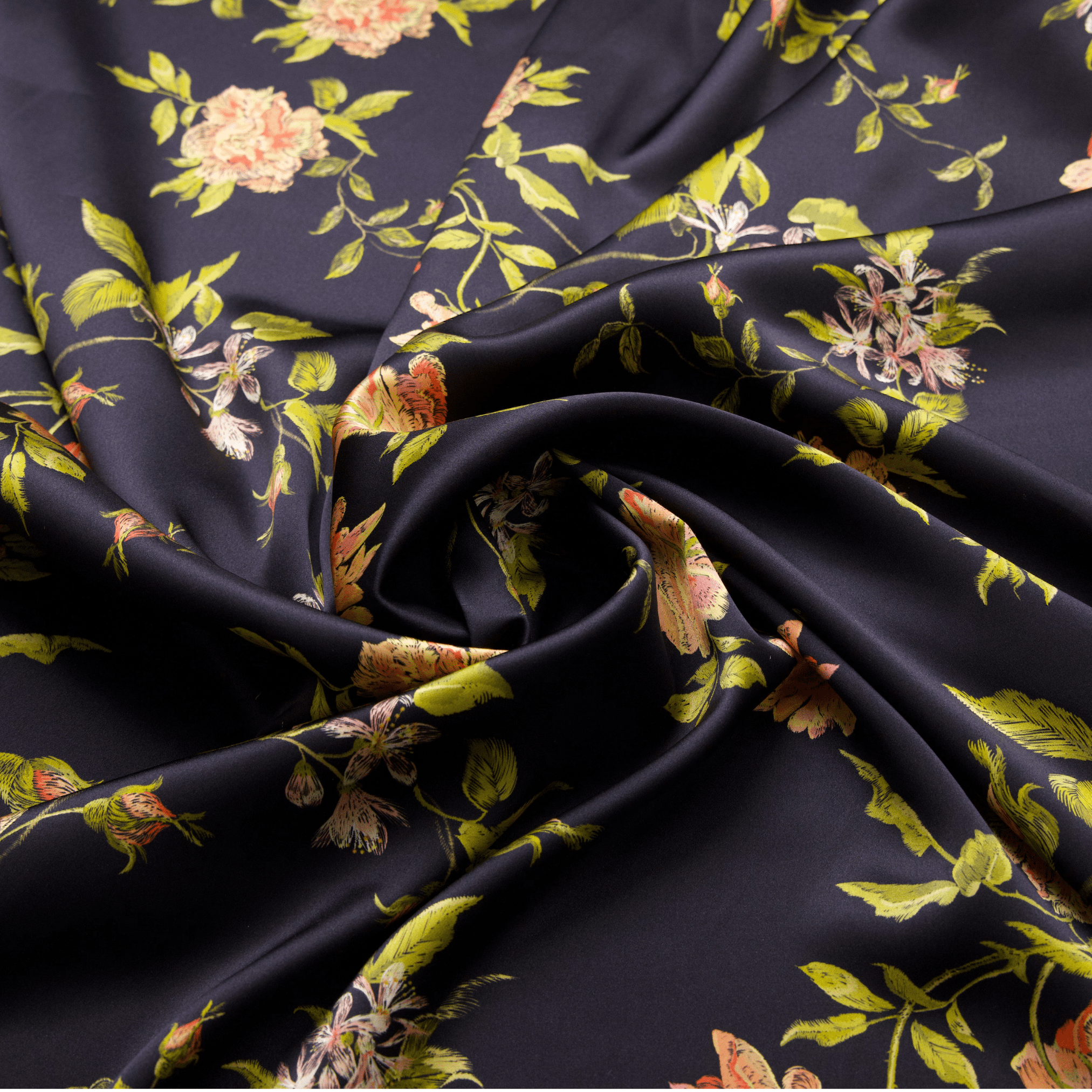 Wild Rose Print 100% Pure Mulberry Silk Fabric 19mm 54" Width Pre - Cut Silk Fabric - NOCHKA
