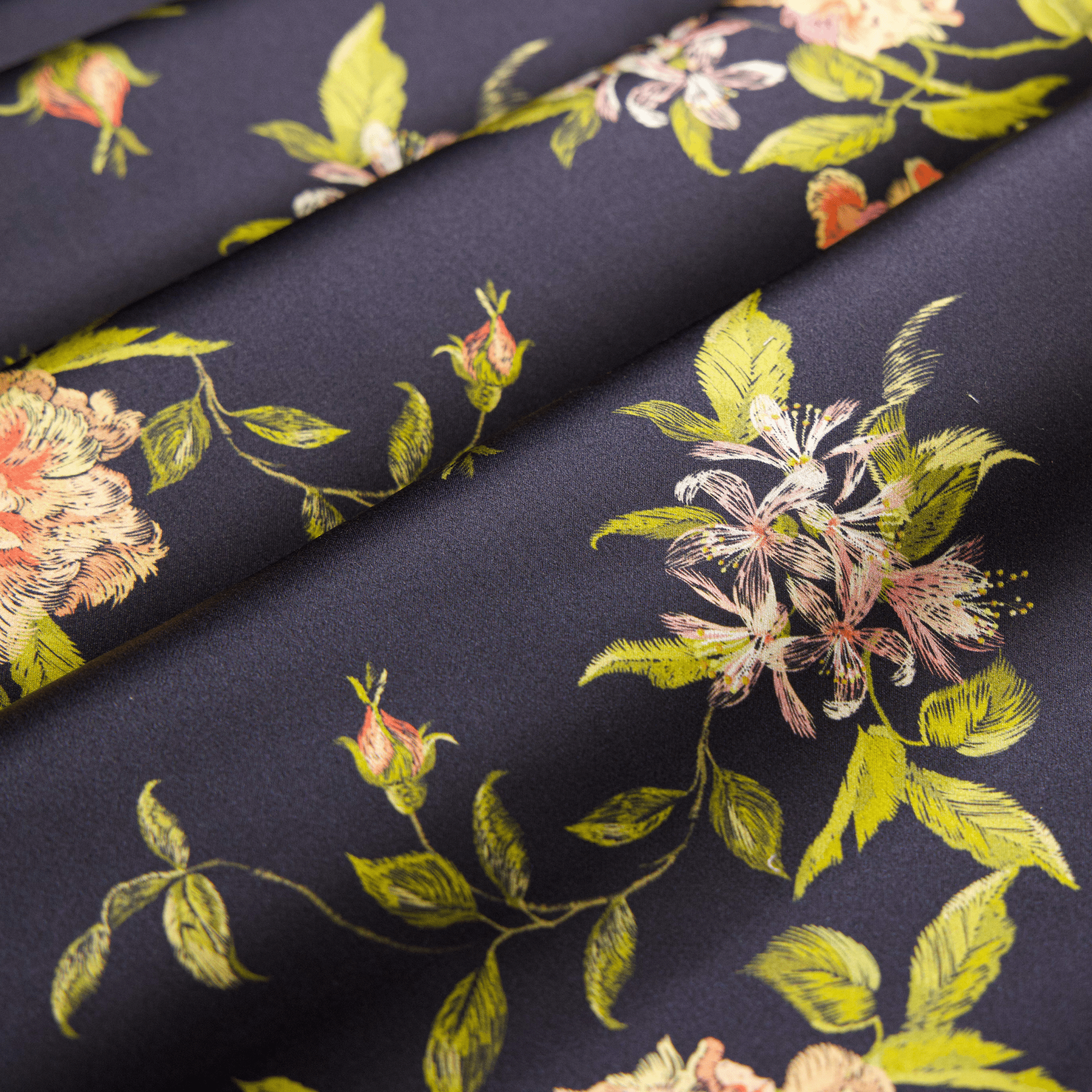 Wild Rose Print 100% Pure Mulberry Silk Fabric 19mm 54" Width Pre - Cut Silk Fabric - NOCHKA
