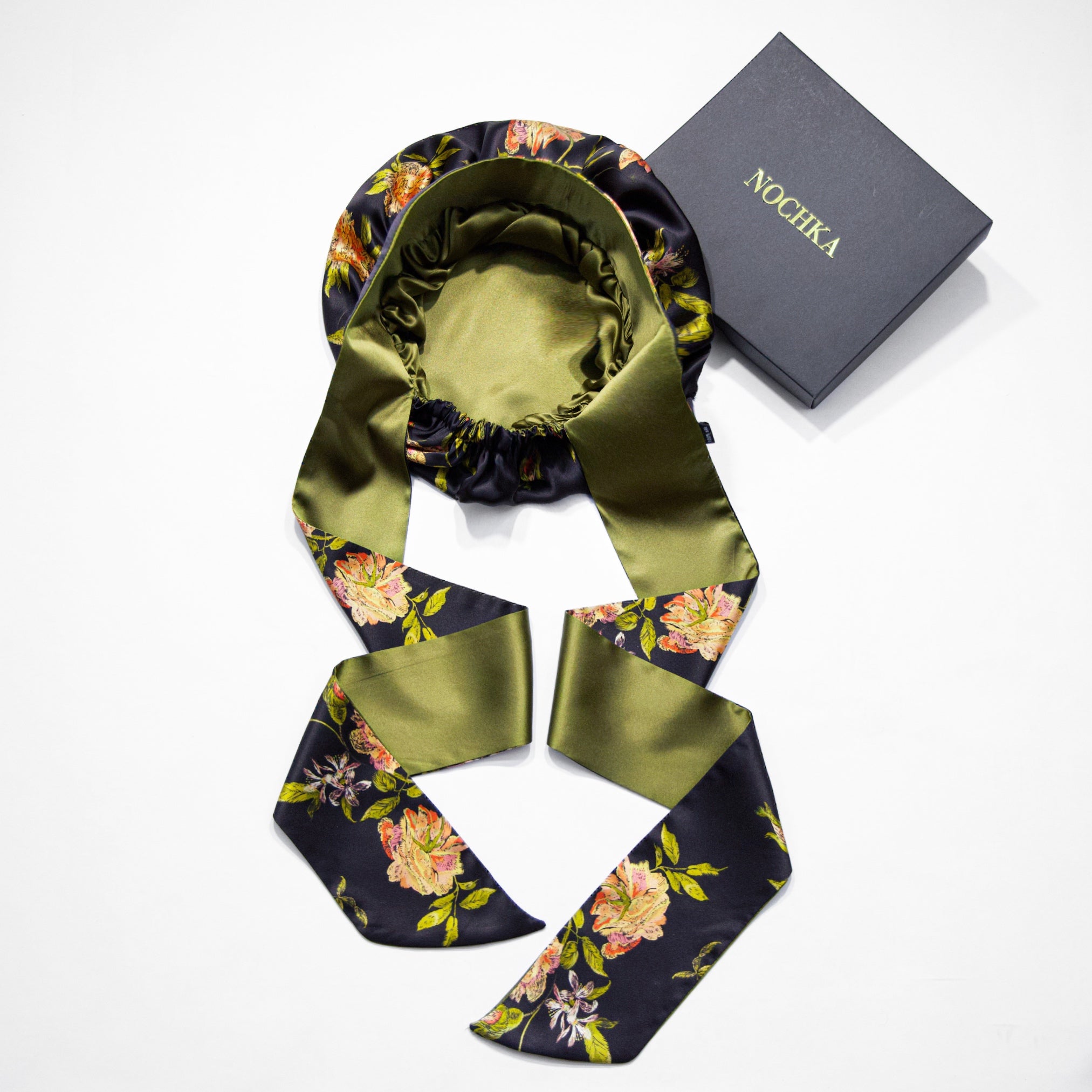 Wild Rose Pure Mulberry Silk Bonnet – Reversible, Adjustable Fit with Silk Ties - NOCHKA
