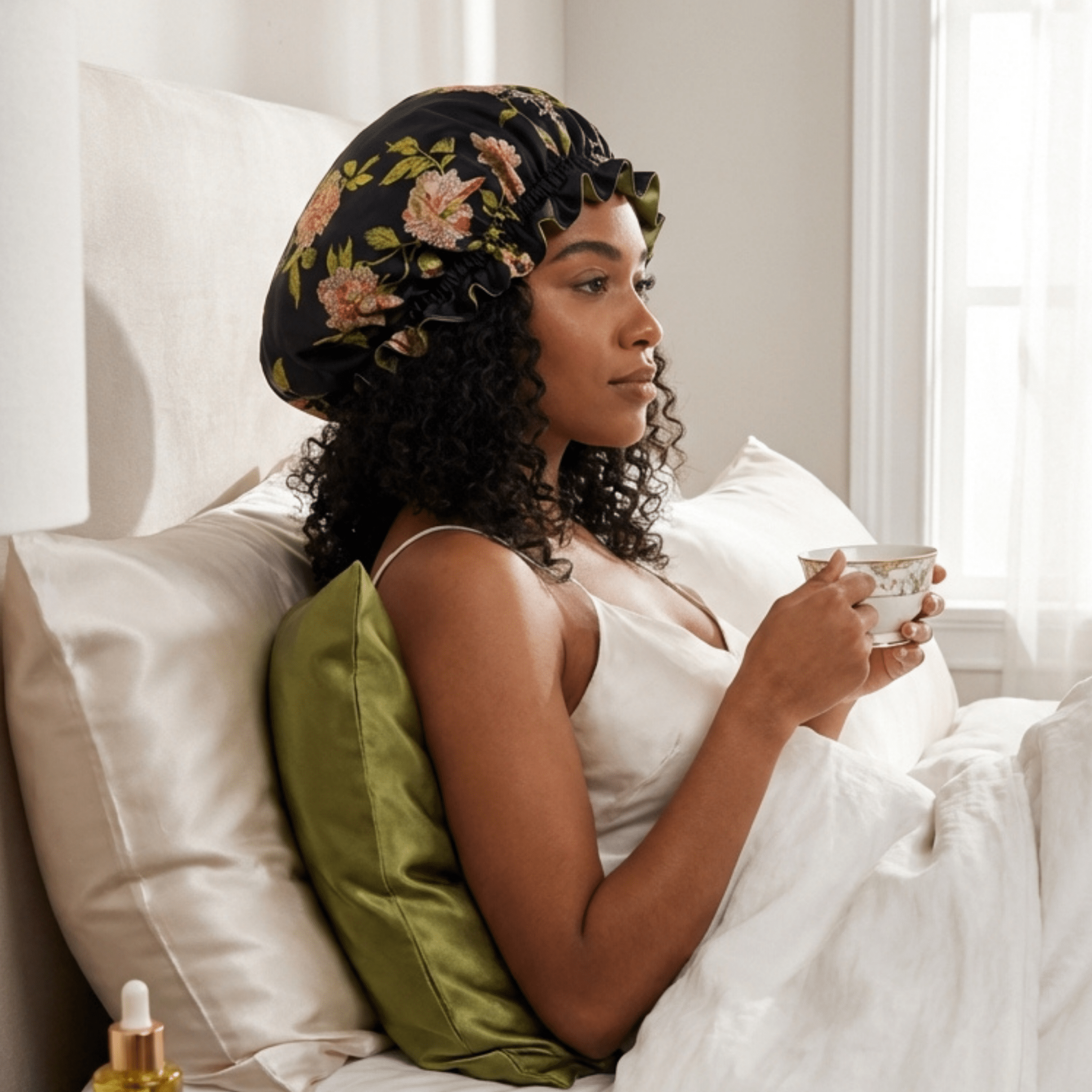 Wild Rose Pure Mulberry Silk Bonnet – Reversible & Durable Wild Rose Pure Mulberry Silk Bonnet – Reversible & Durable
