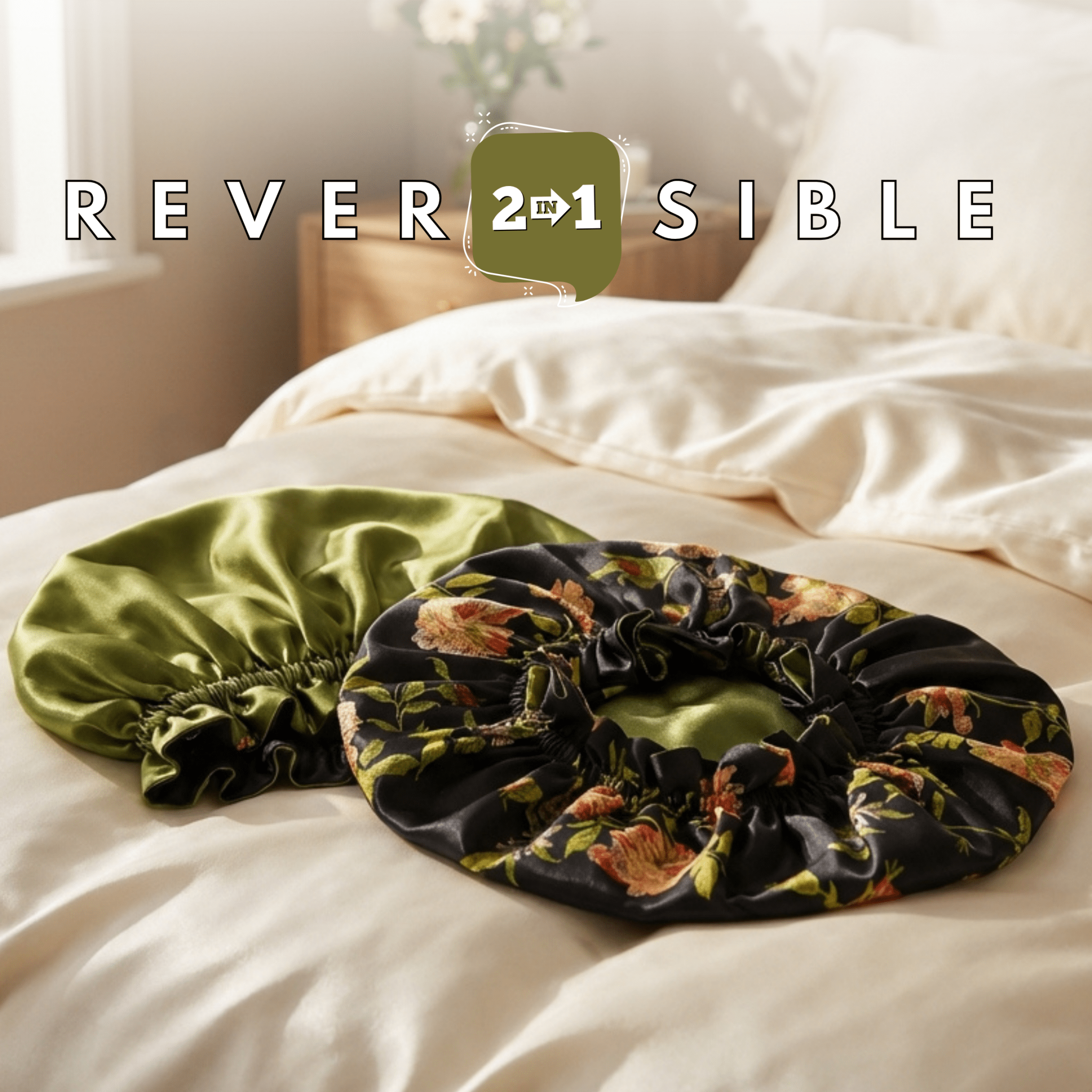 Wild Rose Pure Mulberry Silk Bonnet – Reversible & Durable - NOCHKA
