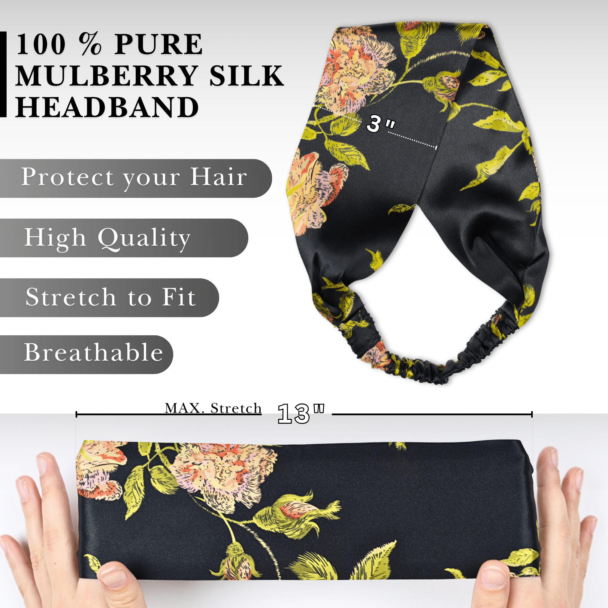 Wild Rose Pure Silk Headband - NOCHKA

