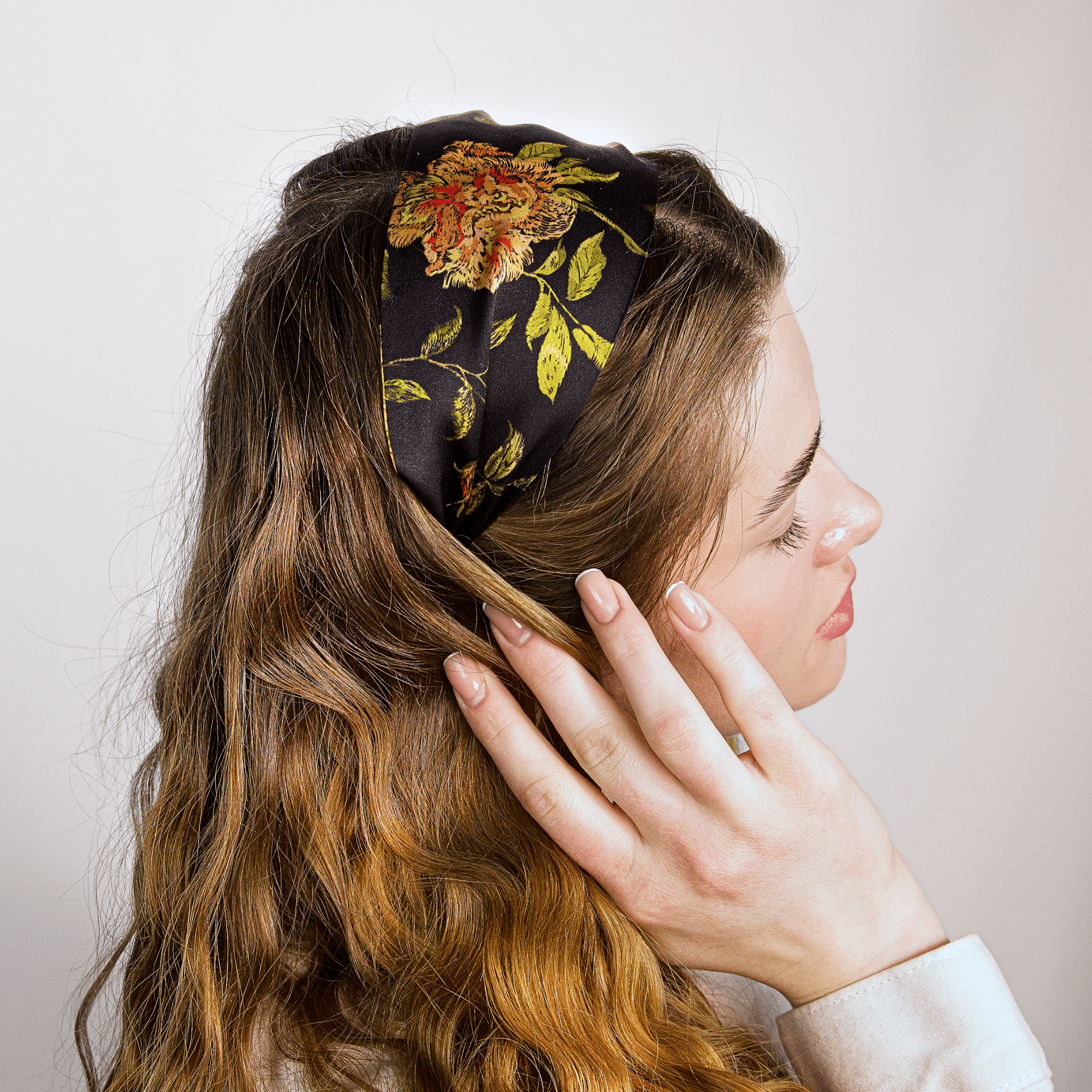 Wild Rose Pure Silk Headband - NOCHKA
