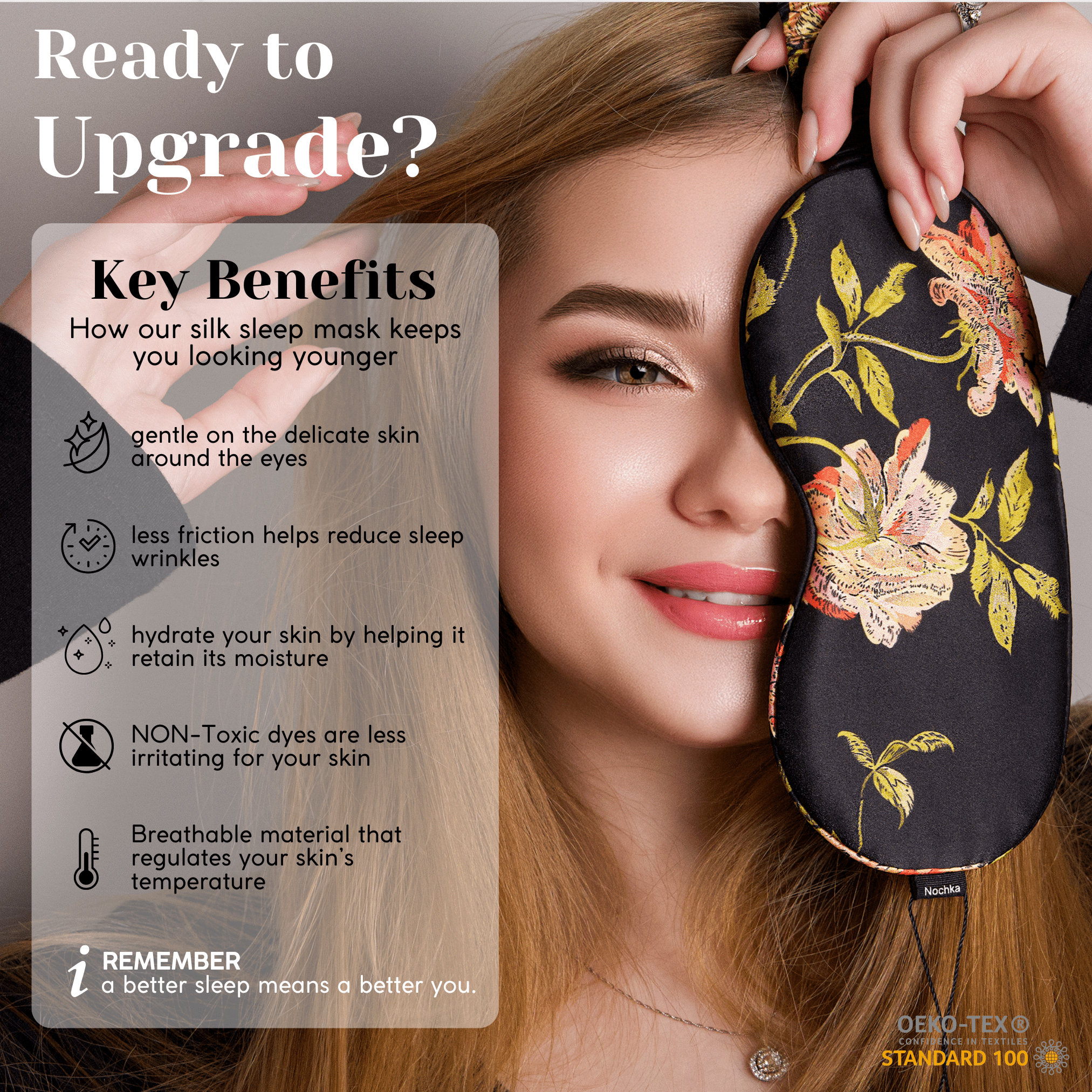 Wild Rose Pure Silk Sleep Mask - NOCHKA
