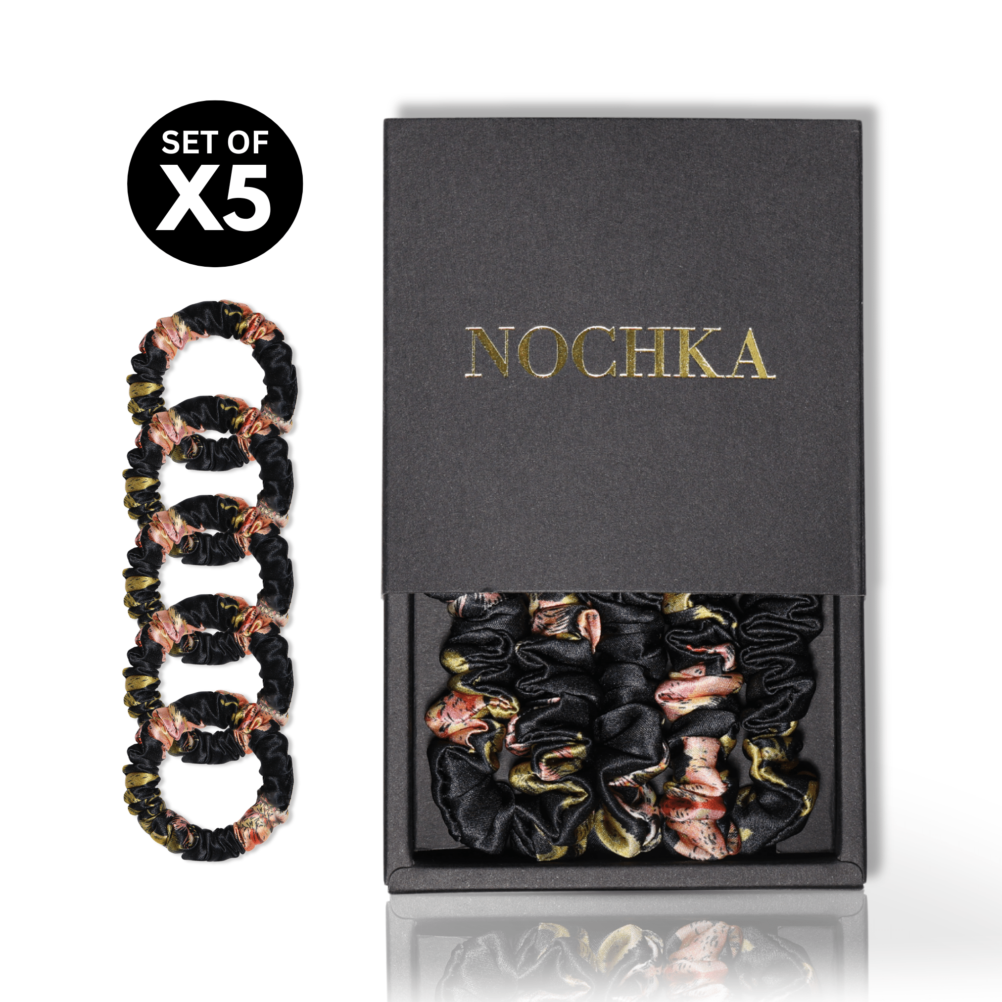 Wild Rose Ultra - Skinny Silk Scrunchies (Set of 5) - NOCHKA

