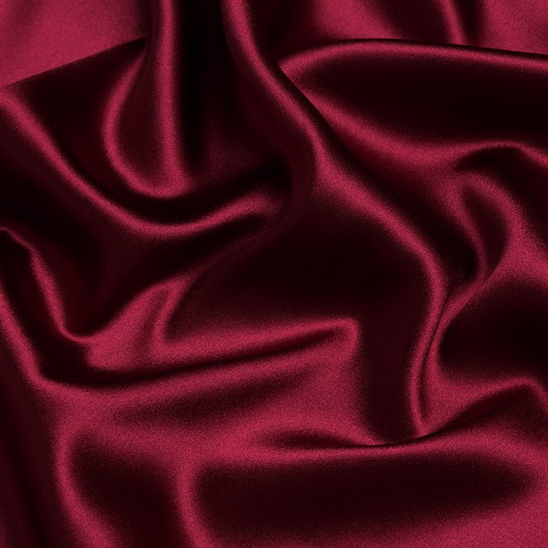 Wine Red 100% Pure Mulberry Silk Fabric 19mm 44" Width Pre - Cut Silk Fabric - NOCHKA
