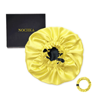 Yellow & Black Pure Mulberry Silk Bonnet – Reversible & Durable - NOCHKA
