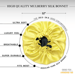 Yellow & Black Pure Mulberry Silk Bonnet – Reversible & Durable - NOCHKA
